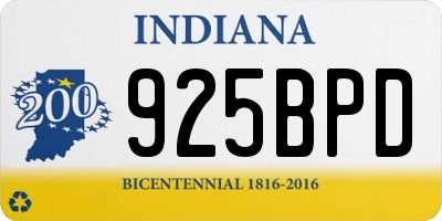 IN license plate 925BPD