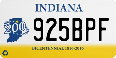 IN license plate 925BPF