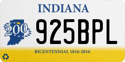 IN license plate 925BPL