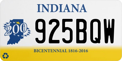 IN license plate 925BQW