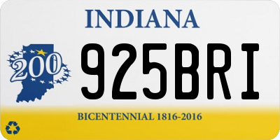 IN license plate 925BRI