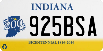 IN license plate 925BSA