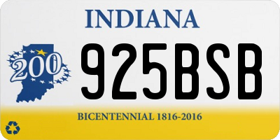 IN license plate 925BSB