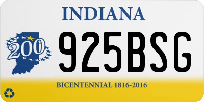 IN license plate 925BSG
