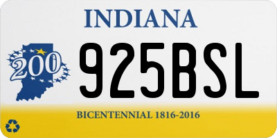 IN license plate 925BSL