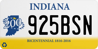 IN license plate 925BSN