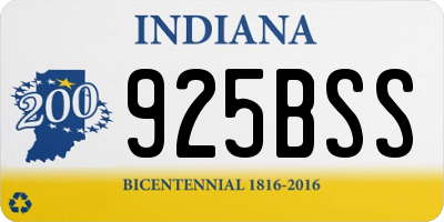 IN license plate 925BSS