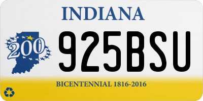 IN license plate 925BSU