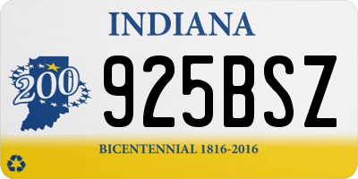 IN license plate 925BSZ