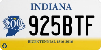 IN license plate 925BTF