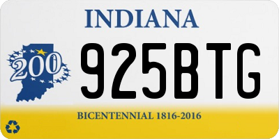 IN license plate 925BTG