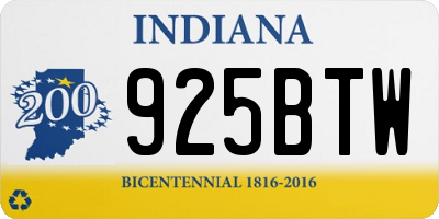 IN license plate 925BTW