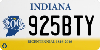 IN license plate 925BTY