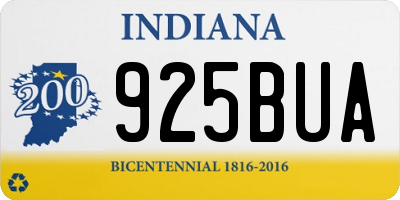 IN license plate 925BUA