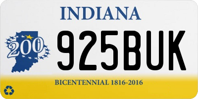 IN license plate 925BUK