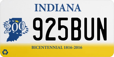 IN license plate 925BUN