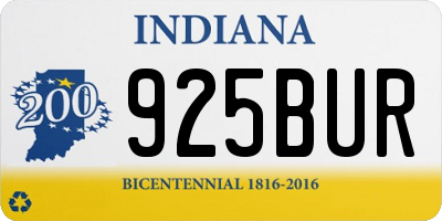 IN license plate 925BUR