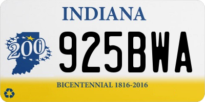 IN license plate 925BWA