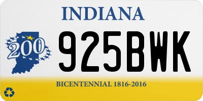 IN license plate 925BWK