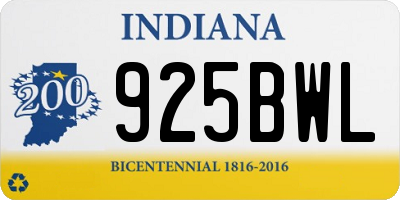 IN license plate 925BWL
