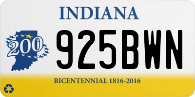 IN license plate 925BWN