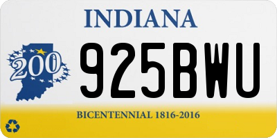 IN license plate 925BWU