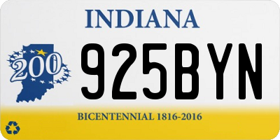 IN license plate 925BYN