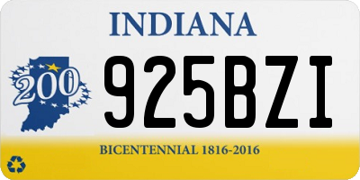 IN license plate 925BZI