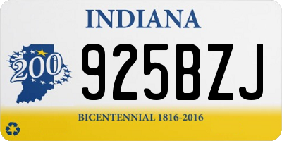 IN license plate 925BZJ