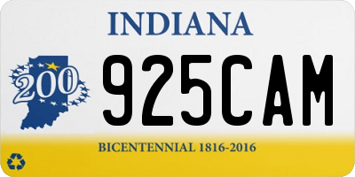 IN license plate 925CAM