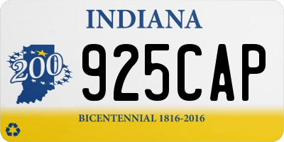 IN license plate 925CAP