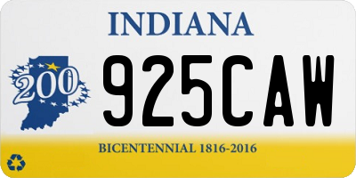 IN license plate 925CAW