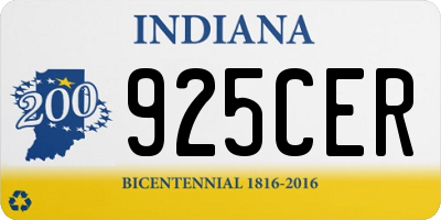 IN license plate 925CER