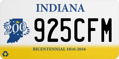 IN license plate 925CFM