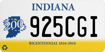 IN license plate 925CGI