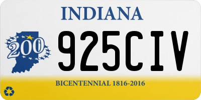 IN license plate 925CIV