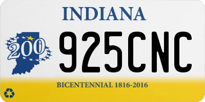 IN license plate 925CNC