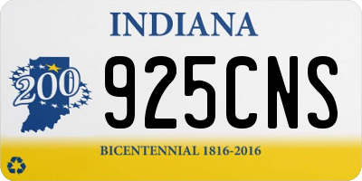 IN license plate 925CNS