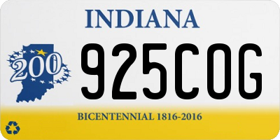 IN license plate 925COG