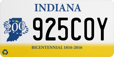 IN license plate 925COY