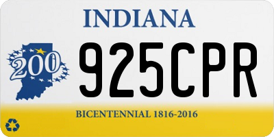 IN license plate 925CPR