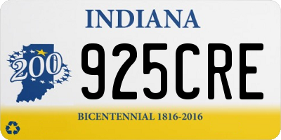 IN license plate 925CRE