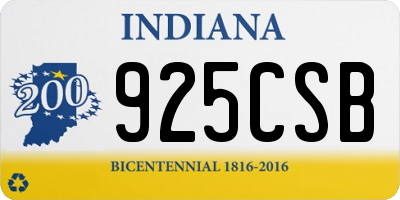 IN license plate 925CSB
