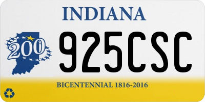 IN license plate 925CSC