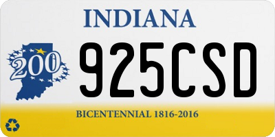 IN license plate 925CSD