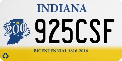IN license plate 925CSF
