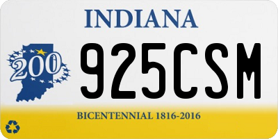 IN license plate 925CSM