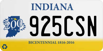 IN license plate 925CSN