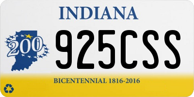 IN license plate 925CSS