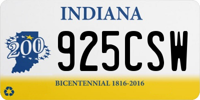 IN license plate 925CSW